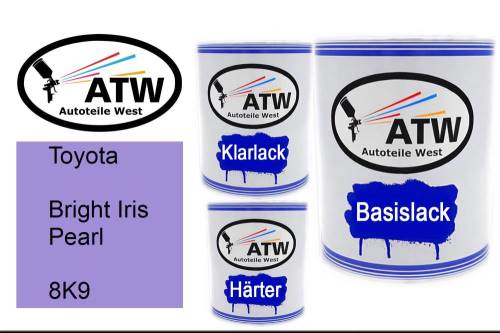 Toyota, Bright Iris Pearl, 8K9: 1L Lackdose + 1L Klarlack + 500ml Härter - Set, von ATW Autoteile West.